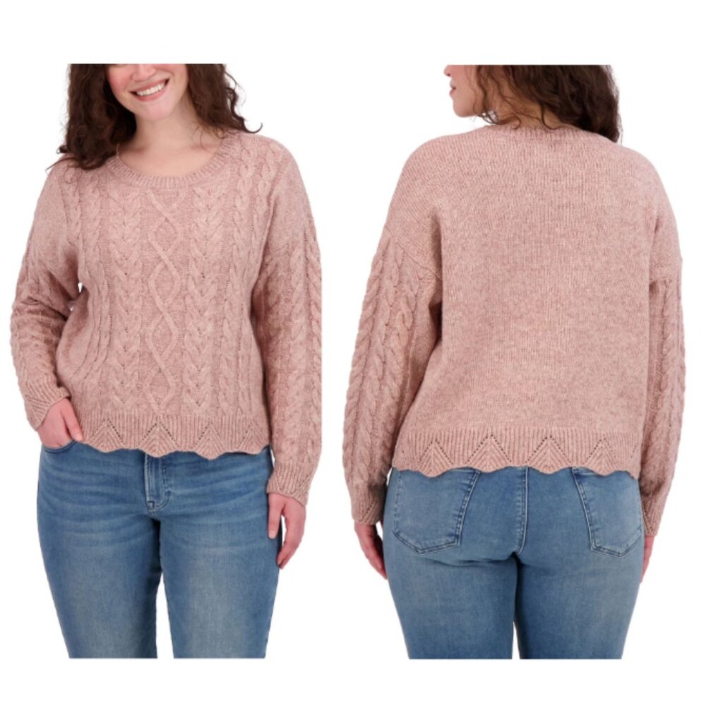 Lucky Brand Longsleeve Cableknit Sweater In Pink/Gold Threads XXL NWT - Picture 3 of 9